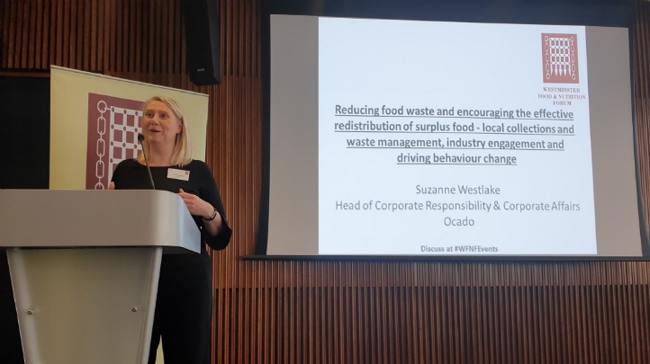 Ocado's head of CR and corporate affairs Suzanne Westlake spoke alongside representatives from the likes of the World Food Programme, WRM, Defra and Too Good to Go